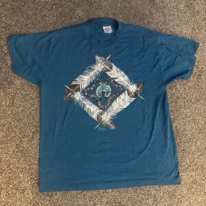 Native Dream Catcher Nathan Maiden West Print Tee T-shirt Turquoise (XL)